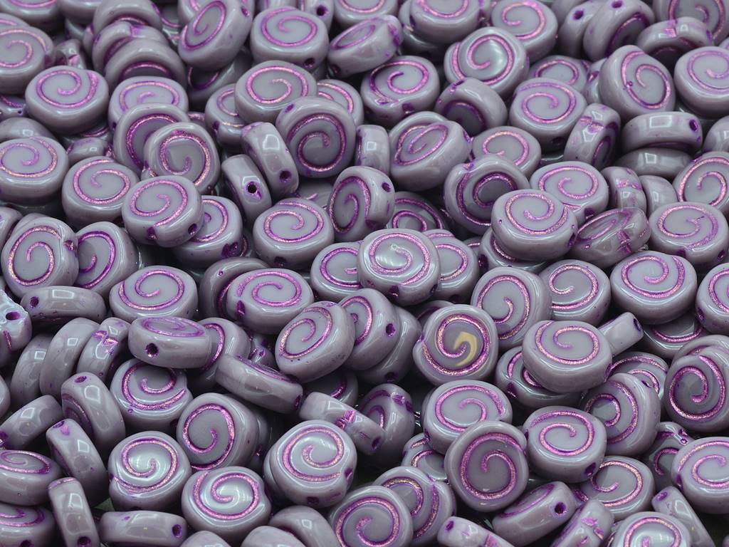 Spiral Snail Pressed Beads, Purple 54520 (23020-54520), Glass, Czech Republic