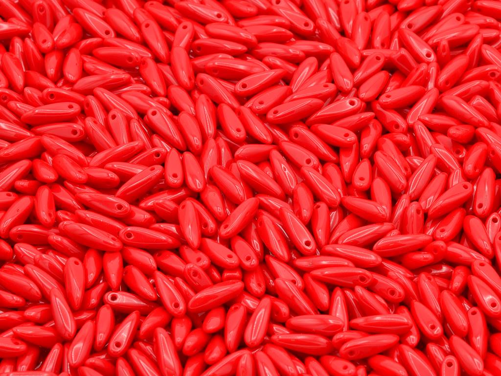 ダガービーズ、不透明レッド(93210)、ガラス、チェコ共和国