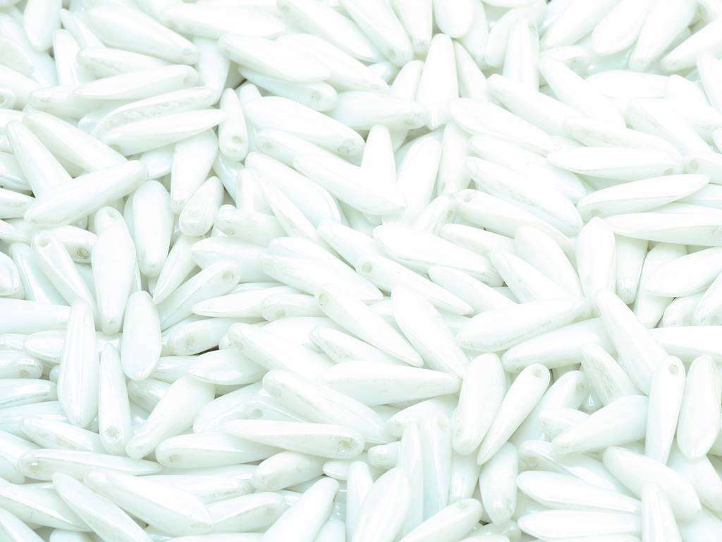 ダガービーズ、チョークホワイトヘマタイト(03000-14400)、ガラス、チェコ共和国