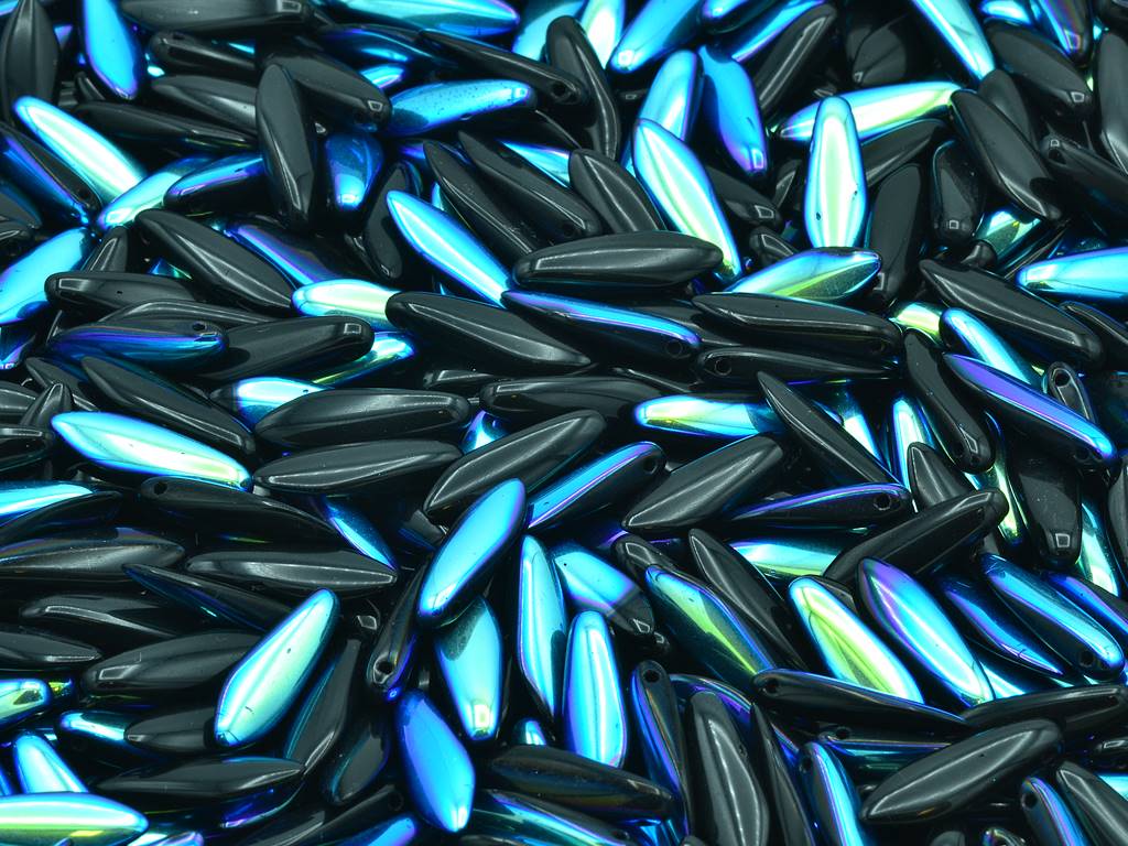 ダガービーズ、ブラックAb(23980-28701)、ガラス、チェコ共和国