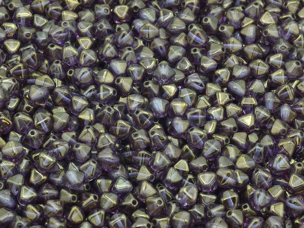 双円錐ビーズ、クリスタルパープル(00030-15726)、ガラス、チェコ共和国