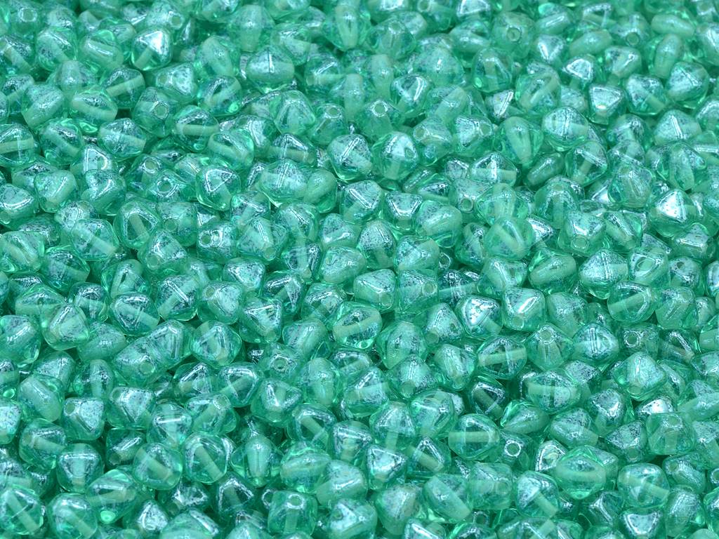Bicone Beads, Transparent Aqua Hematite (60200-14400), Glass, Czech Republic