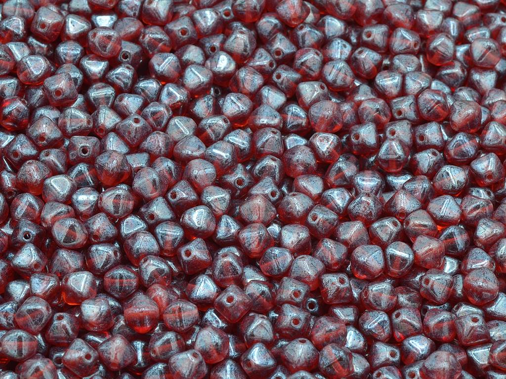 Bicone Beads, Transparent Pink Hematite (70010-14400), Glass, Czech Republic