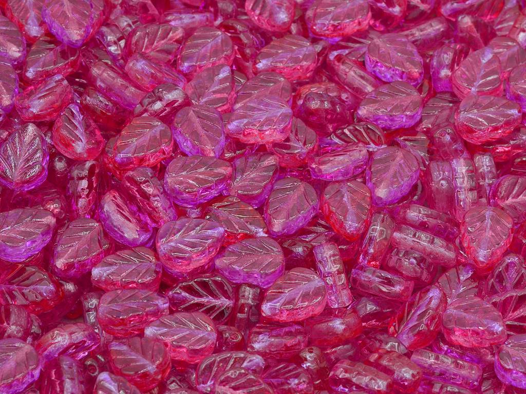 Mint Leaf Beads, Crystal Pink Purple (00030-48020), Glass, Czech Republic