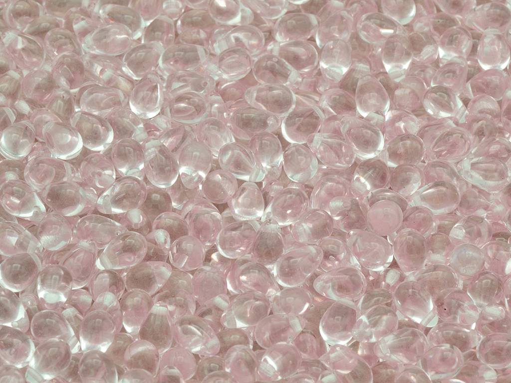ドロップビーズ、透明ピンク(70110)、ガラス、チェコ共和国