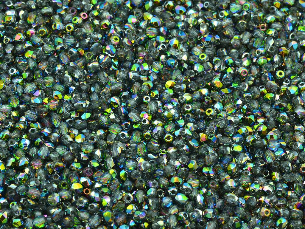Faceted Round Fire Polished Beads, Crystal 28137 (00030-28137), Glass, Czech Republic