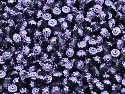 OUTLET 10 grams Fire Polished Faceted Beads Cathedral, 6 x 6 mm, Black Purple (23980-97429), Glass, Czech Republic