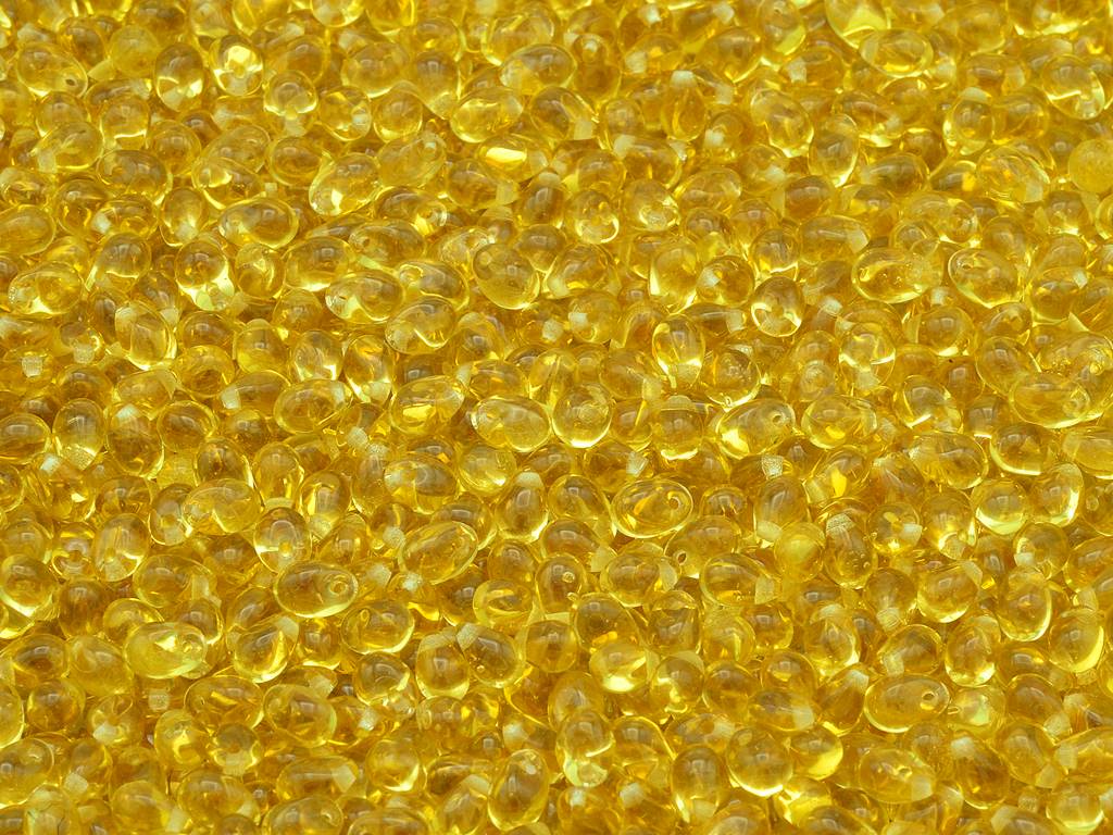 ドロップビーズ、透明オレンジ(10040)、ガラス、チェコ共和国