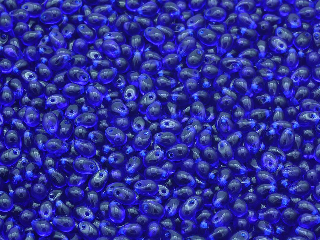 Drop Beads, Transparent Blue (30080), Glass, Czech Republic