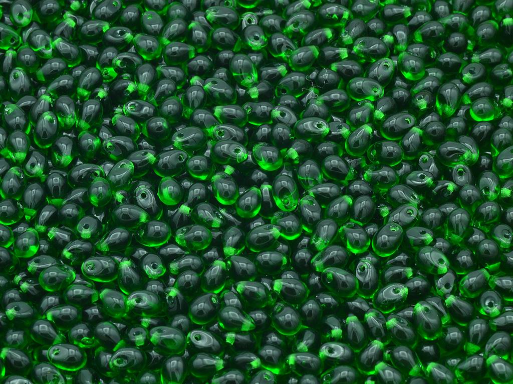 ドロップビーズ、透明グリーン(50140)、ガラス、チェコ共和国