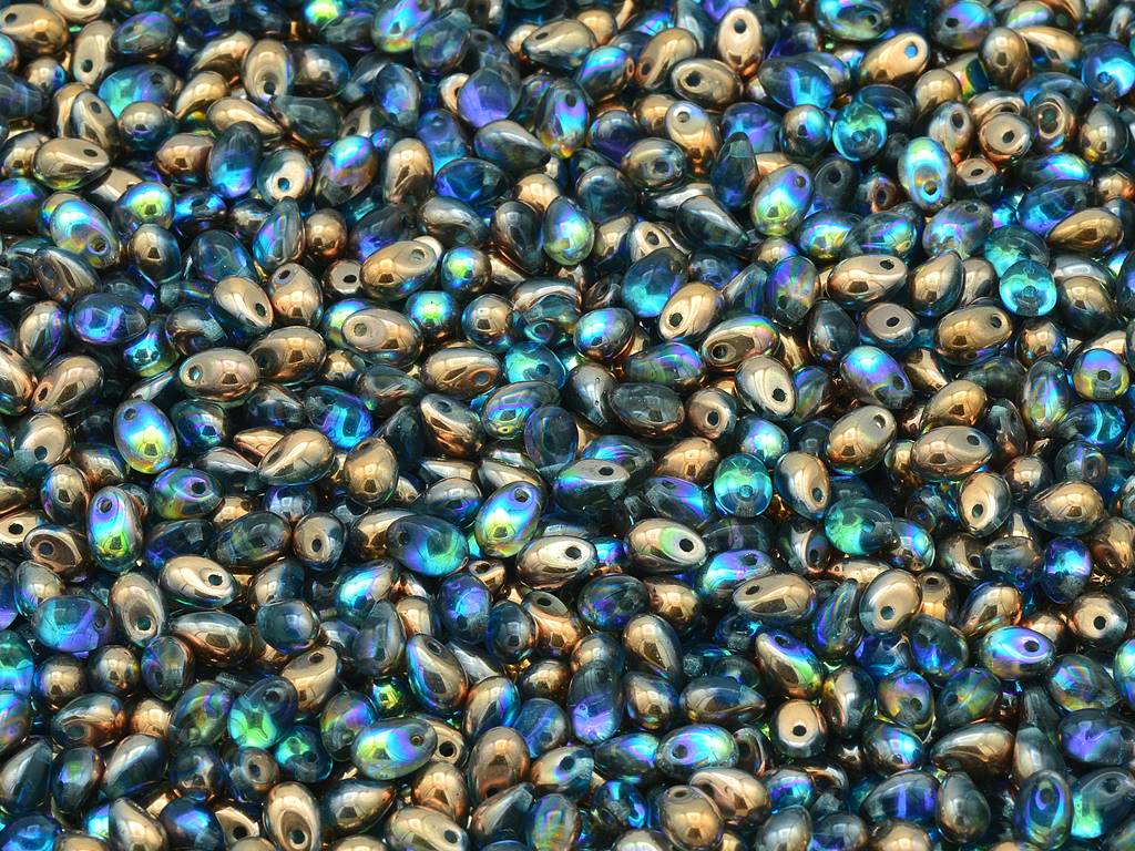 ドロップビーズ、透明アクア 98533 (60010-98533)、ガラス、チェコ共和国