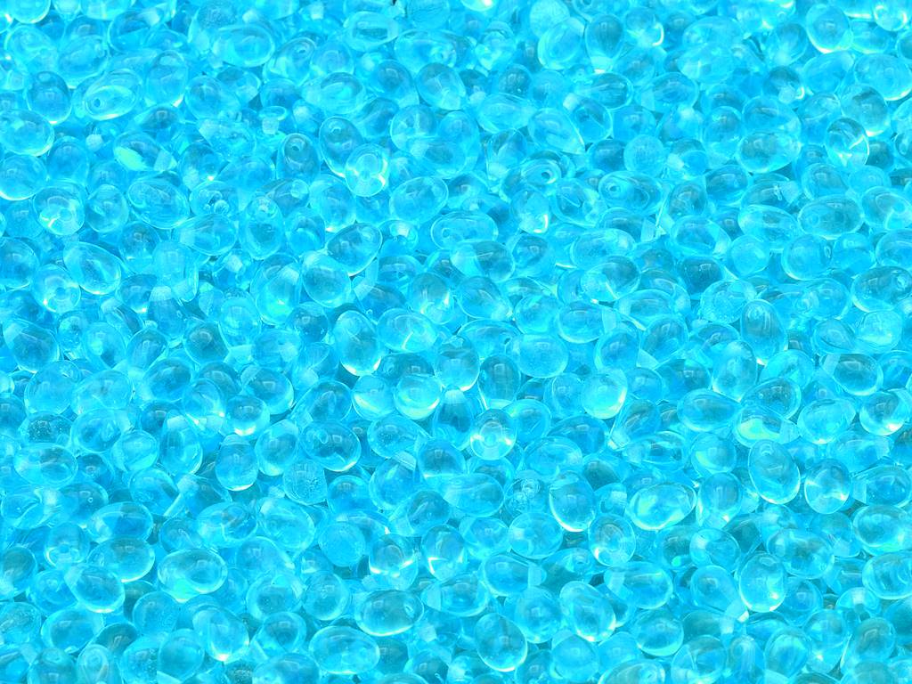 ドロップビーズ、透明アクア(60010)、ガラス、チェコ共和国