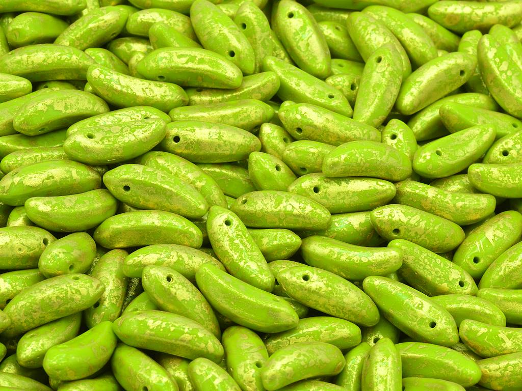 Banana Beads, Opaque Green 56902 (53400-56902), Glass, Czech Republic