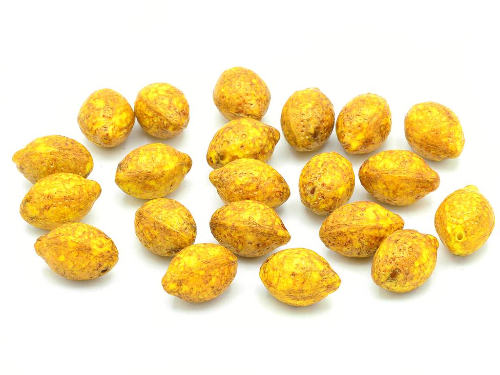 Lemon Beads, Opaque Yellow Terracotta Red (83110-15495), Glass, Czech Republic