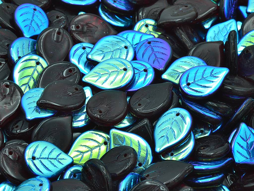 苹果叶珠,透明红色 Ab (90110-28701),玻璃,捷克共和国