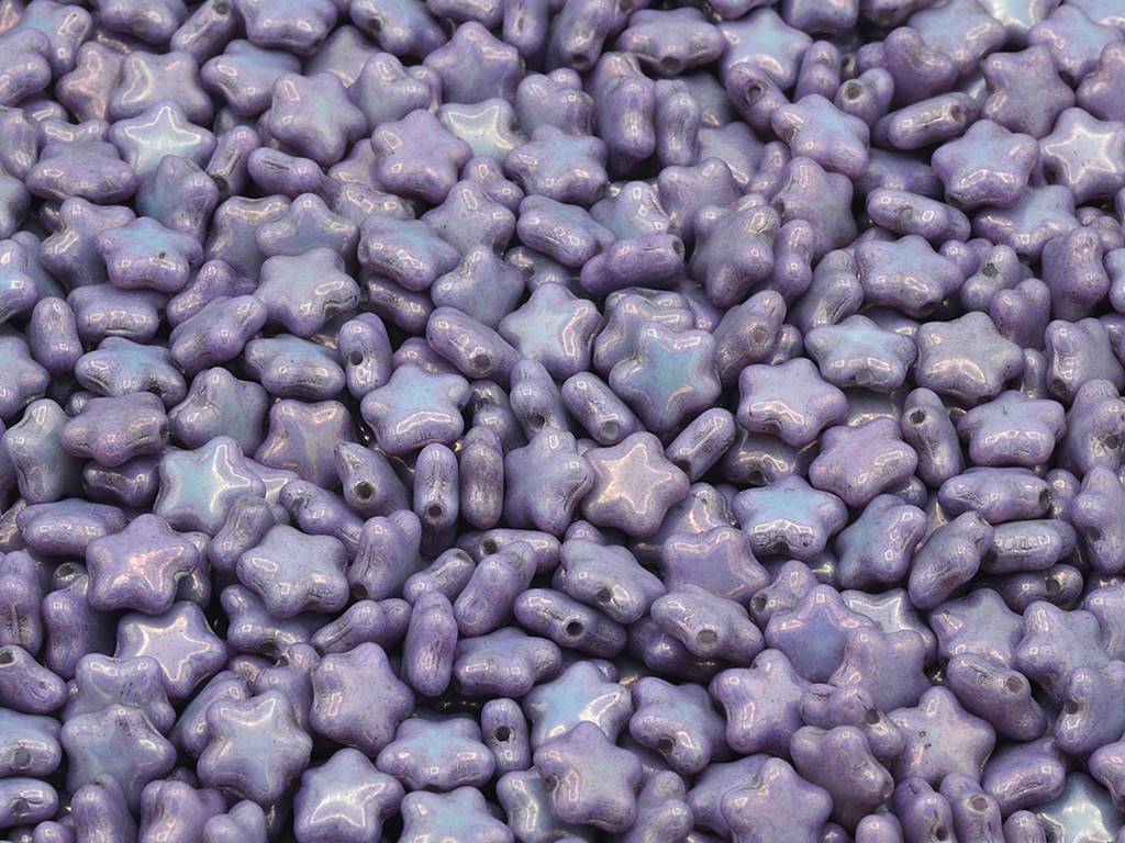 扁平星形珠,粉笔白紫色(03000-15726),玻璃,捷克共和国