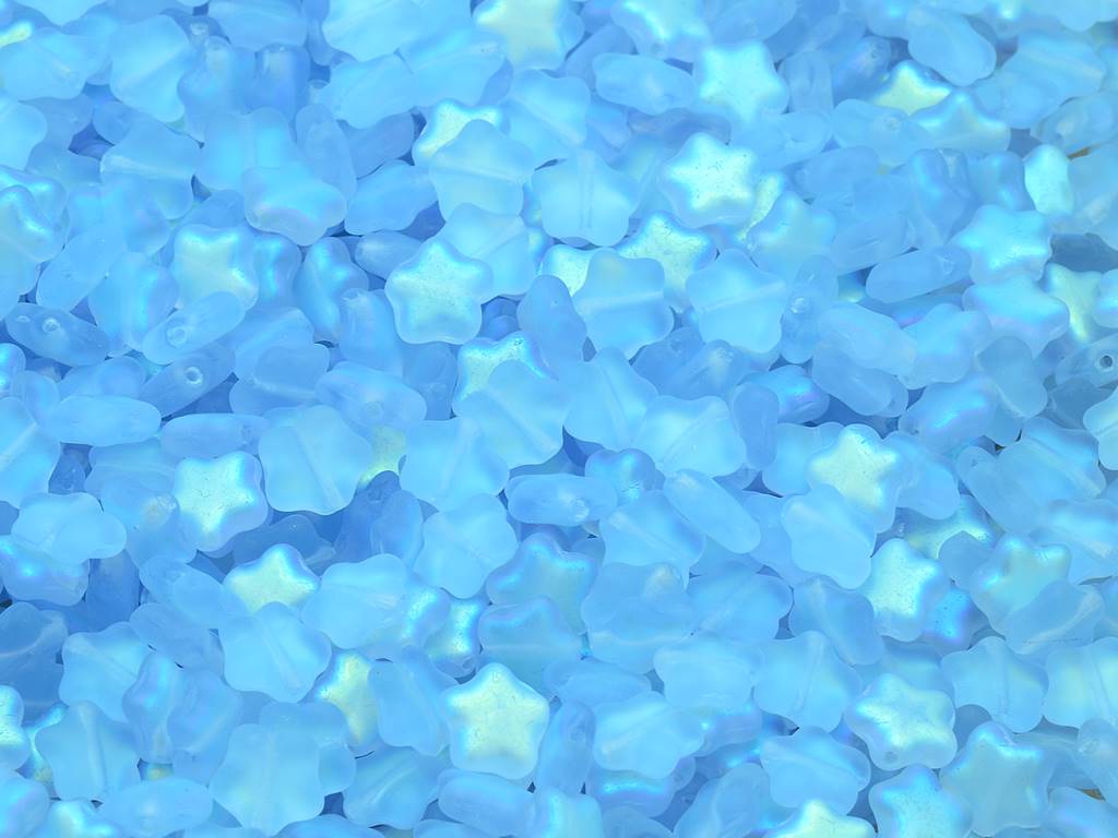 扁平星形珠,透明蓝色哑光 Ab (30010-84110-28701),玻璃,捷克共和国