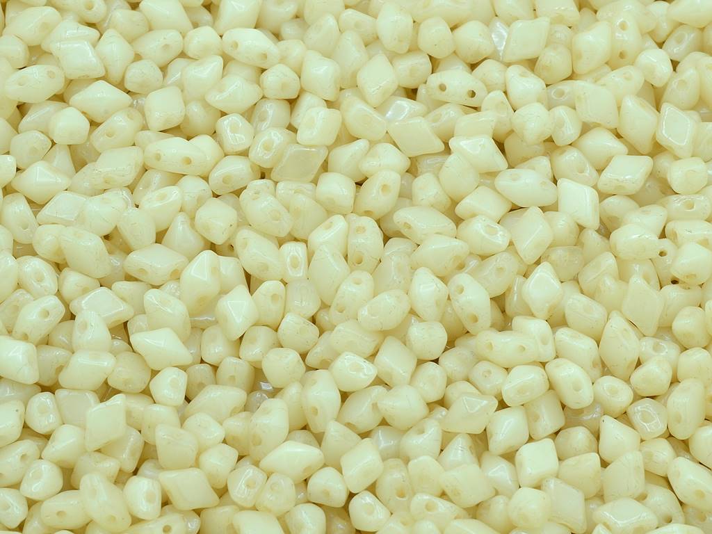 Diamonduo 2穴ビーズ ロンバス ジェムデュオ、チョークホワイト ラスターブラウン フルコーティング (03000-14413)、ガラス、チェコ共和国