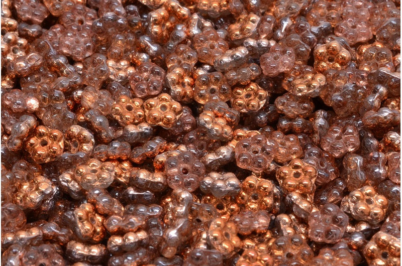 忘れな草ビーズ、クリスタルクリスタルピンクイエローコーティング(00030-27137)、ガラス、チェコ共和国