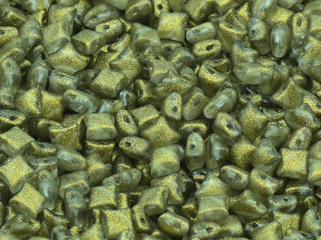 Wibeduo 2穴ビーズ スタークロス クリスタルゴールド (00030-542013) ガラス チェコ共和国