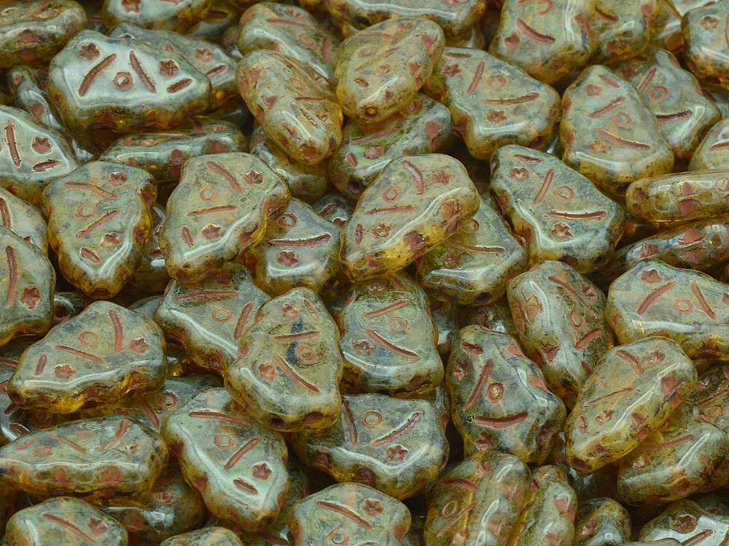 クリスマスツリービーズ、透明イエロートラバーチン(80120-86800)、ガラス、チェコ共和国