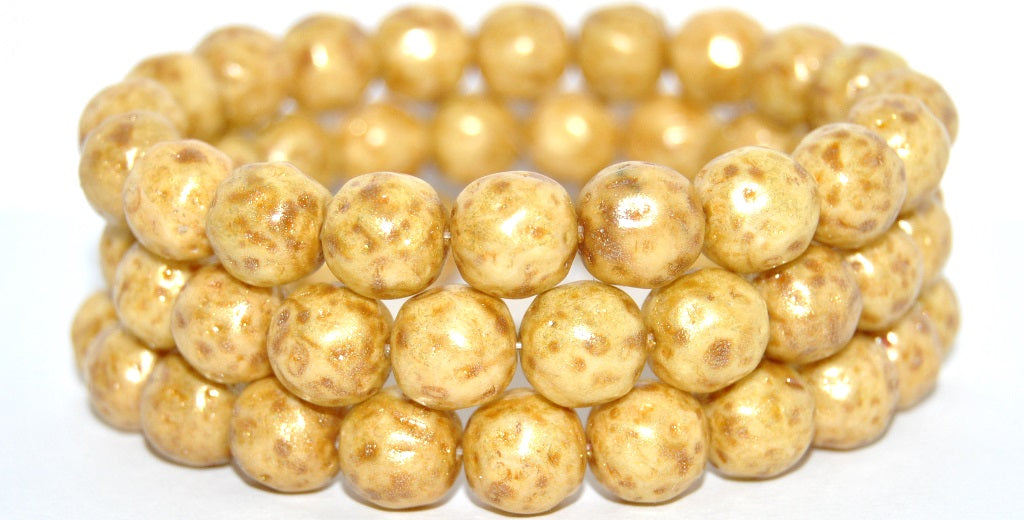 OUTLET 10 grams Round Pressed Glass Beads Orange Fruit, 10 x 10 mm, White Travertin Light Yellow (02010-86-34302), Glass, Czech Republic