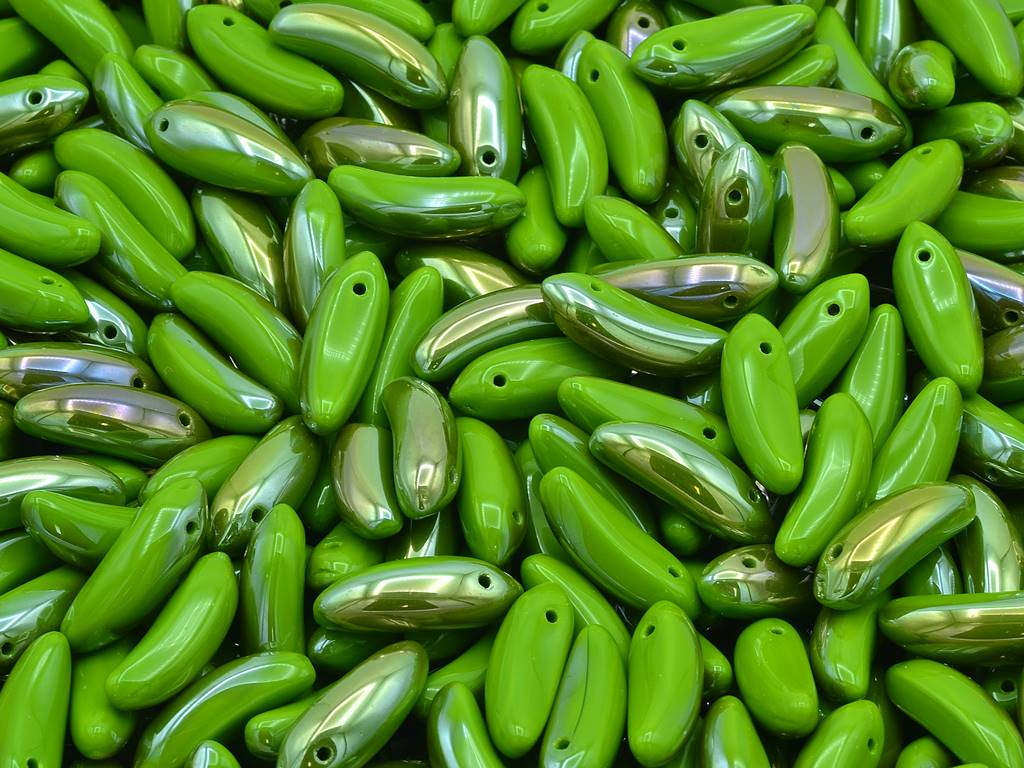 Banana Beads, Green 22901 (53420-22901), Glass, Czech Republic