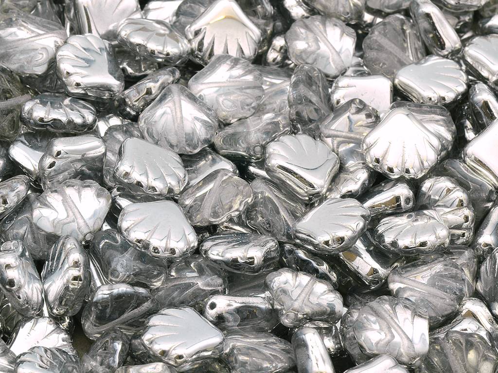 プレスビーズシェル、クリスタルクリスタルシルバーハーフコーティング(00030-27001)、ガラス、チェコ共和国