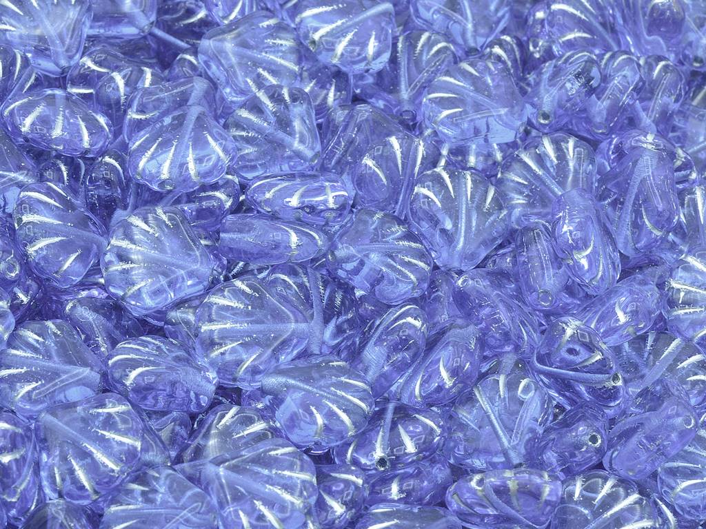 Pressed Beads Shell, Transparent Light Amethyst Silver Lined (20210-54201), Glass, Czech Republic