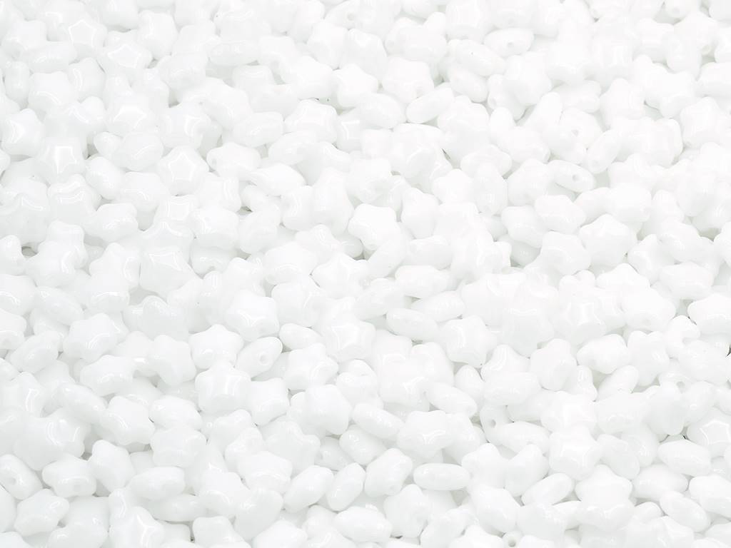 扁平星形珠子,粉笔白色(03000),玻璃,捷克共和国