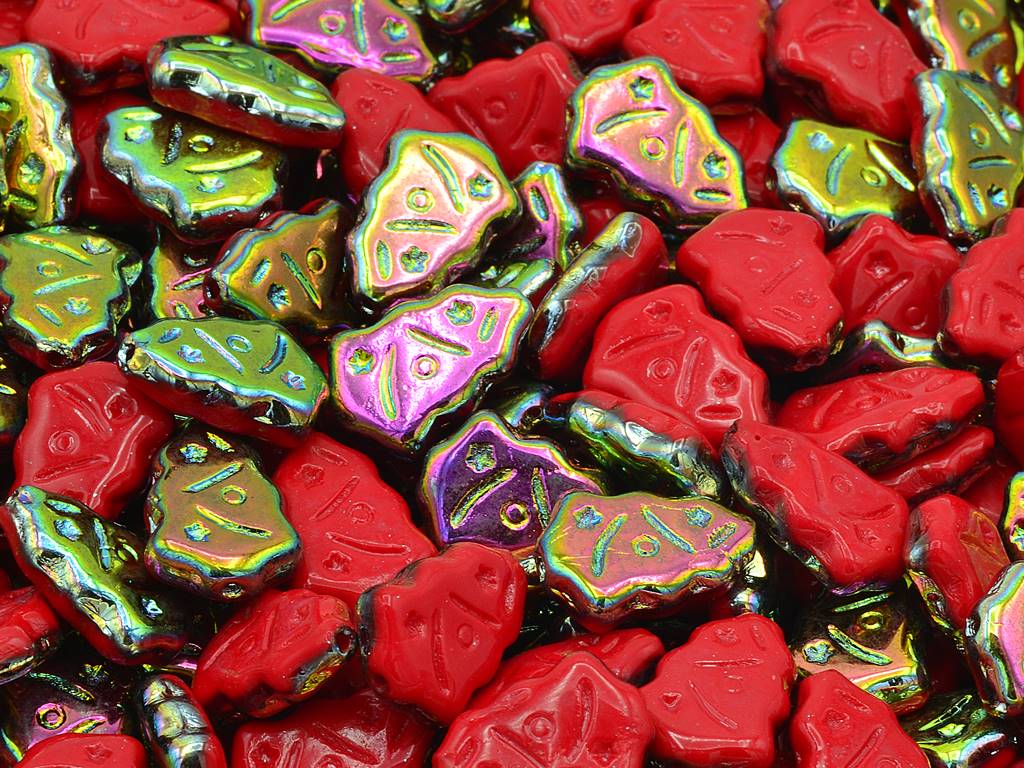 Christmas Tree Beads, Opaque Red Crystal Vitrail Medium Coating