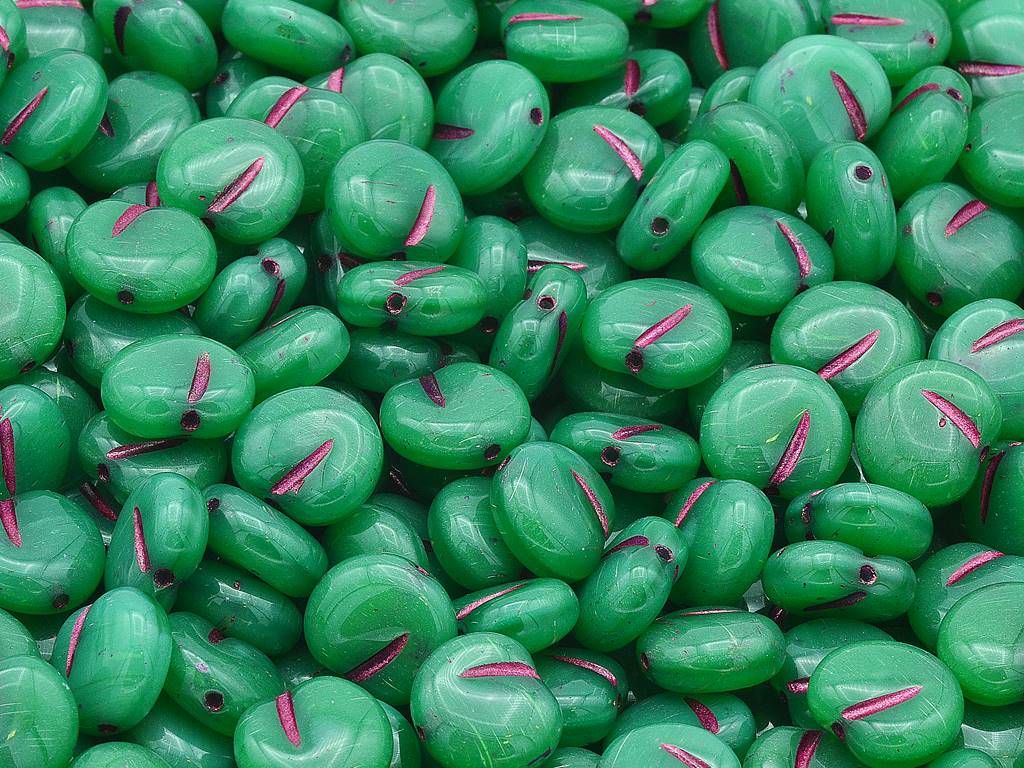 アップルフルーツビーズ、シルクグリーン 54570 (52030-54570)、ガラス、チェコ共和国