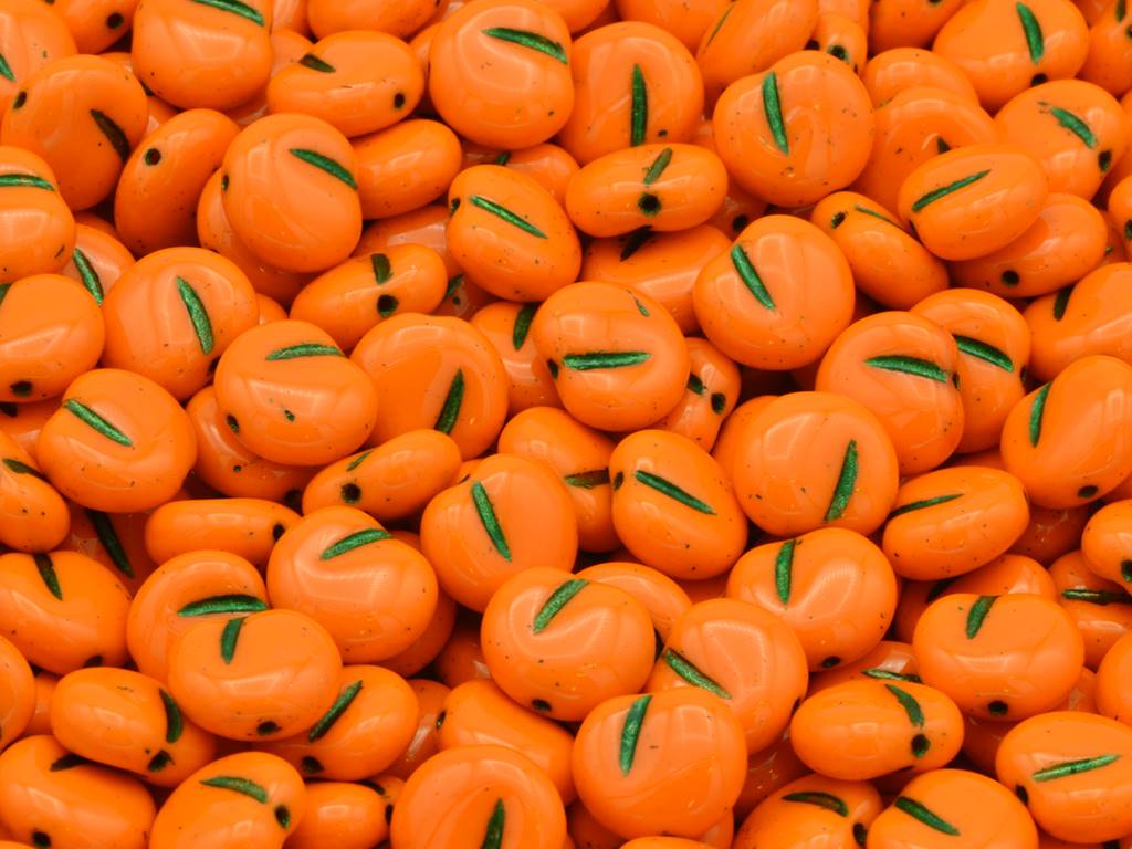 アップルフルーツビーズ、不透明イエロー 54550 (93120-54550)、ガラス、チェコ共和国