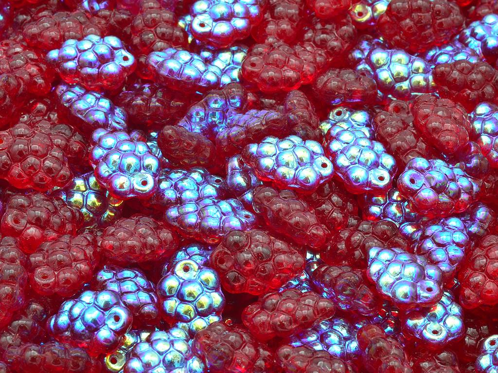 Grape Beads, Ruby Red Ab (90080-28701), Glass, Czech Republic