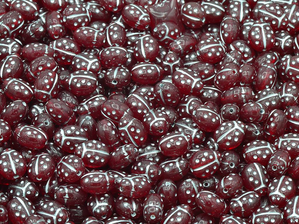 Ladybird Beads, Ruby Red Silver Lined (90080-54201), Glass, Czech Republic