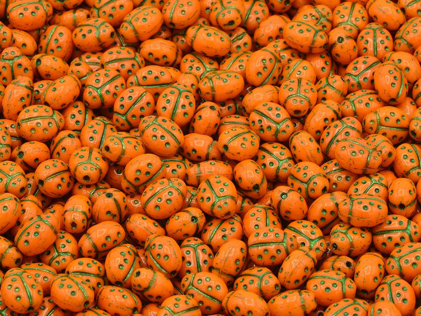 OUTLET 10 grams Ladybird Beads, 9 x 7 mm, Opaque Yellow 54550 (93120-54550), Glass, Czech Republic