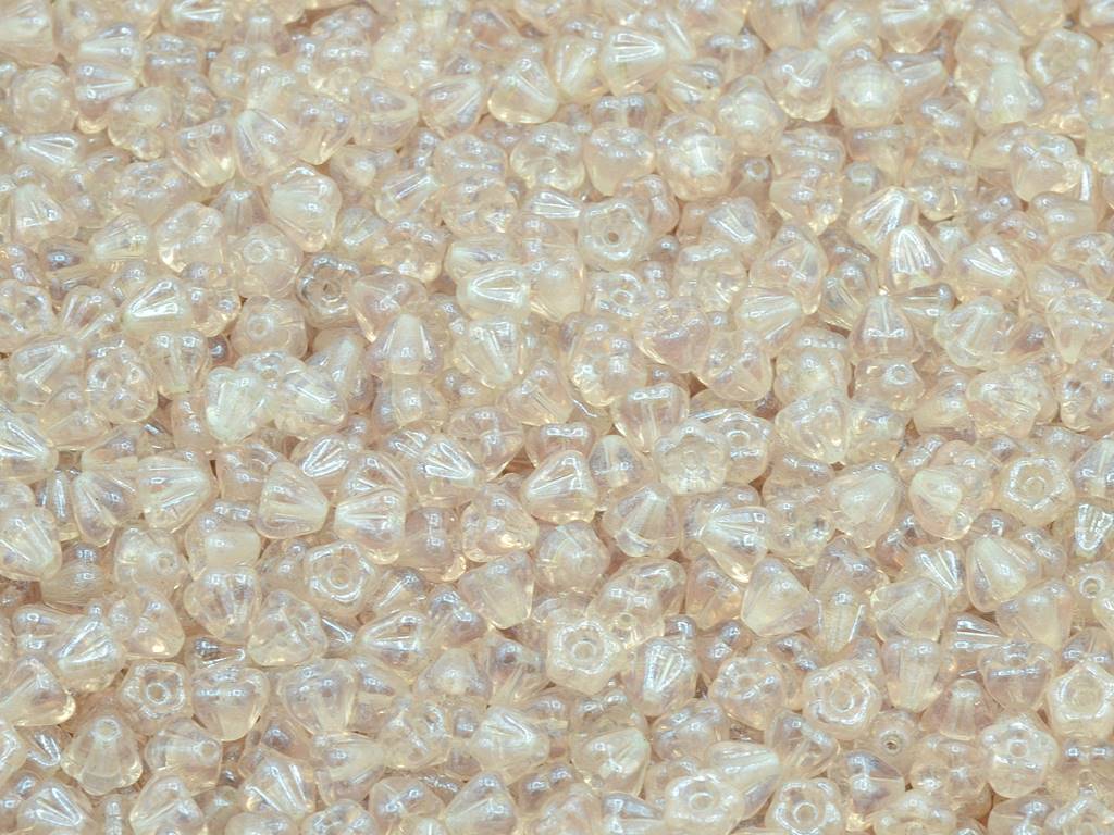 Bell Flower Beads, Transparent Pink Hematite (70120-14400), Glass, Czech Republic