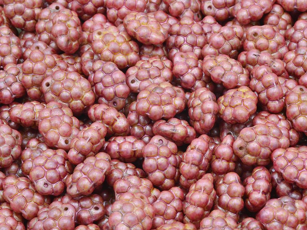 グレープビーズ、チョークホワイトローズラスタースポット(03000-65327)、ガラス、チェコ共和国