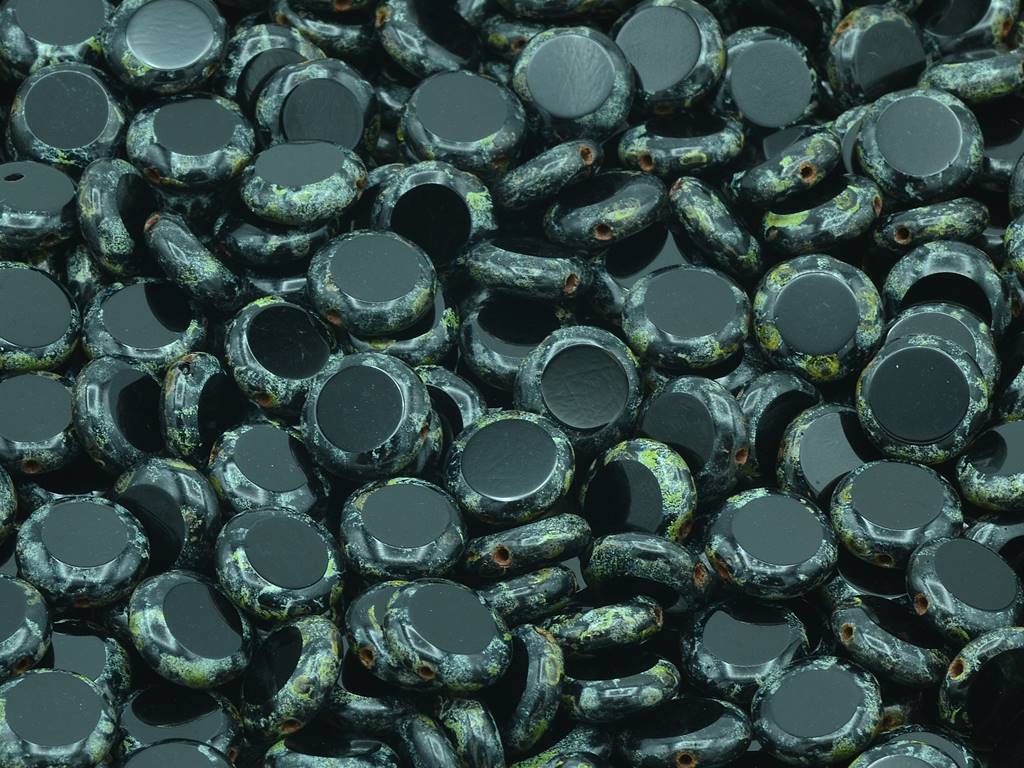 椭圆形桌切珠,黑色石灰华(23980-86800),玻璃,捷克共和国