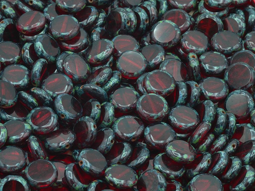 台面切割椭圆形珠子,透明红色染色,坚固(90090-86805),玻璃,捷克共和国