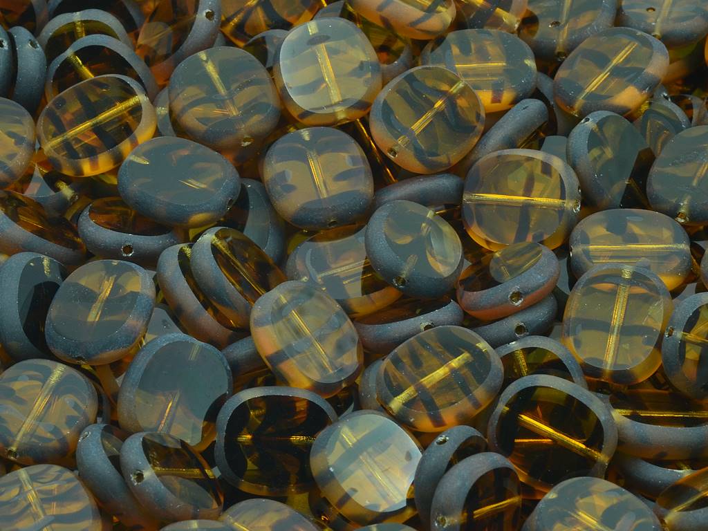 Table Cut Rounded Rectange Beads, 18036 Matte (18036-84110), Glass, Czech Republic