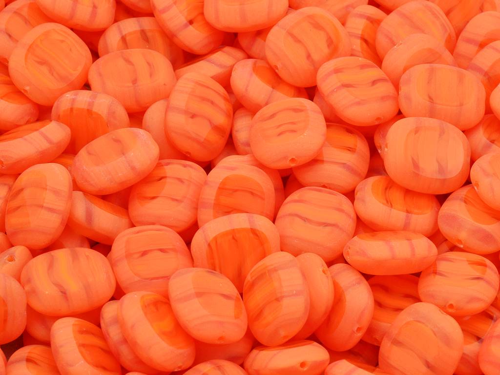 Table Cut Rounded Rectange Beads, Orange Matte (81260-84110), Glass, Czech Republic