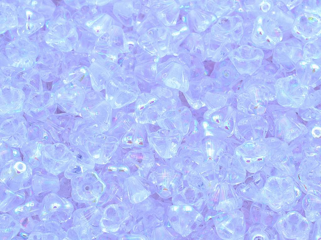 Bell Flower Beads, Transparent Light Amethyst Ab (20210-28701), Glass, Czech Republic