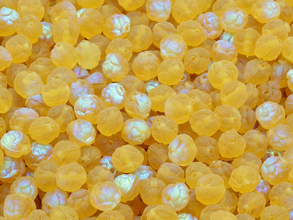 玫瑰珠,透明橙色哑光AB(10060-84110-28701),玻璃,捷克共和国