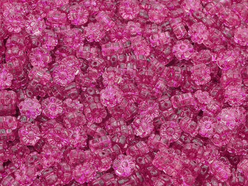 フラワービーズ、透明ピンク 54570 (70110-54570)、ガラス、チェコ共和国