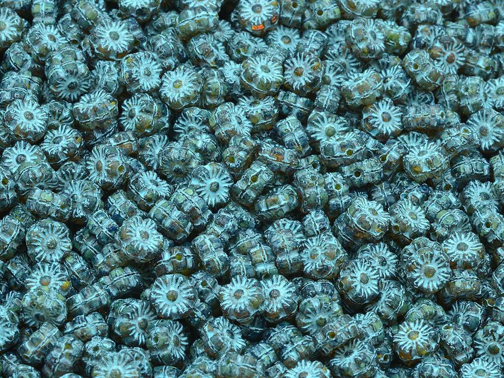 Flower Beads, Transparent Yellow 96816 (80020-96816), Glass, Czech Republic