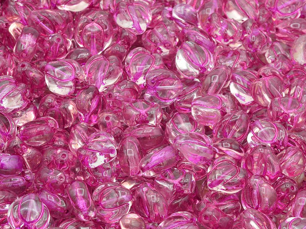 Heart Bud Beads, Transparent Pink 54570 (70120-54570), Glass, Czech Republic