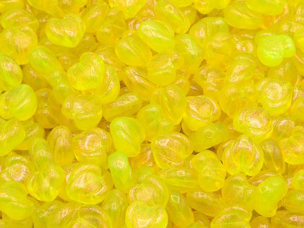 Heart Bud Beads, Transparent Yellow 12502 (80020-12502), Glass, Czech Republic