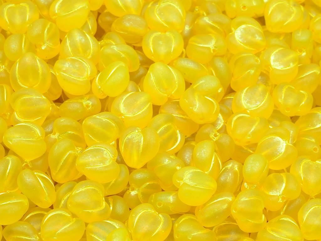 Heart Bud Beads, Transparent Yellow Beige (80020-84320), Glass, Czech Republic
