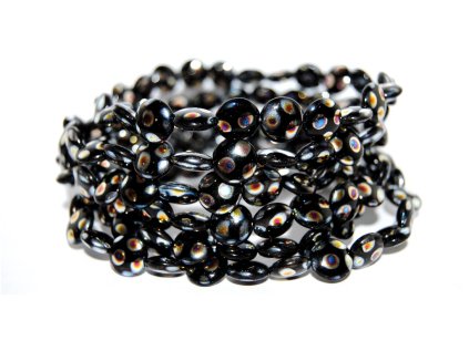 OUTLET 10 grams Flat Round Coin Pressed Glass Beads, 10 x 10 mm, Black 27888 (23980-27888), Glass, Czech Republic